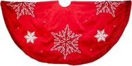 🎄 kurt adler 60-inch red snowflake embroidered and pleated christmas tree skirt logo