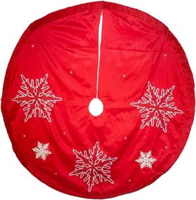 img 3 attached to 🎄 Kurt Adler 60-Inch Red Snowflake Embroidered and Pleated Christmas Tree Skirt