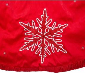 img 1 attached to 🎄 Kurt Adler 60-Inch Red Snowflake Embroidered and Pleated Christmas Tree Skirt
