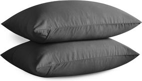 img 4 attached to 🛏️ Microfiber Pillowcase Pack of 2 - ALEXANDRA'S SECRET HOME COLLECTION Soft and Comfortable Pillow Cases with Zipper (Standard, Dark Grey)