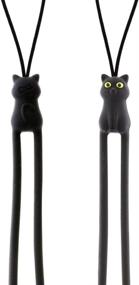 img 3 attached to 🐾 Многофункциональный ремешок для руки Black Cat с милым карикатурным телефонным оберегом, эластичным силиконовым креплением для телефона, браслетом для чехла сотового телефона iPhone, держателем для удостоверения личности, ключей, бейджей, брелка, USB-флеш-накопителя