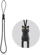 🐾 многофункциональный ремешок для руки black cat с милым карикатурным телефонным оберегом, эластичным силиконовым креплением для телефона, браслетом для чехла сотового телефона iphone, держателем для удостоверения личности, ключей, бейджей, брелка, usb-флеш-накопителя логотип