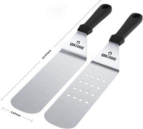 img 3 attached to 🔥 11 Piece Stainless Steel Griddle Accessories Kit - Metal Spatula Set, Scraper, Turner, Tongs, Egg Rings and More - Ideal for Blackstone or Hibachi BBQ - by GRILLGOAT