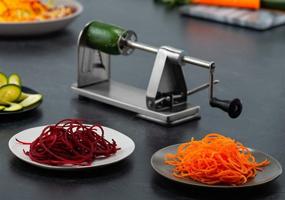 img 3 attached to 🥦 MITBAK Premium Stainless Steel Spiralizer Vegetable Slicer - Heavy-Duty 3-Blade Zoodle Maker for Zucchini Spaghetti, Salad, Low Carb, Paleo, Vegan, and Pasta - Enhanced Stability with Suction Base for Non-Slip Usage