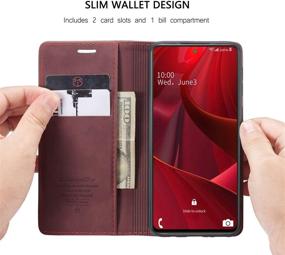 img 3 attached to 🍷 Premium Wine Red Samsung Galaxy S20 FE 5G Wallet Case with Card Holder & Kickstand - Stylish Magnetic Leather Flip Case for 6.5 Inch Samsung Galaxy S20 FE 5G