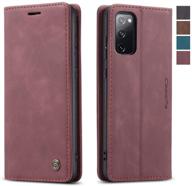 🍷 premium wine red samsung galaxy s20 fe 5g wallet case with card holder & kickstand - stylish magnetic leather flip case for 6.5 inch samsung galaxy s20 fe 5g logo