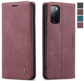 img 4 attached to 🍷 Premium Wine Red Samsung Galaxy S20 FE 5G Wallet Case with Card Holder & Kickstand - Stylish Magnetic Leather Flip Case for 6.5 Inch Samsung Galaxy S20 FE 5G