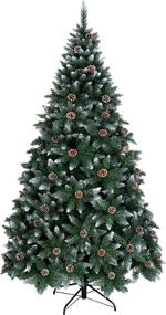 img 4 attached to 🎄 Premium Unlit Artificial Christmas Tree - 6FT Green+White+Pinecone - Snow Flocked with Pine Cones - Ideal for Holiday, Home, Party Decoration - SELLERWE