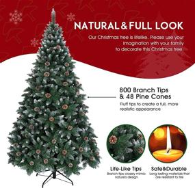 img 2 attached to 🎄 Premium Unlit Artificial Christmas Tree - 6FT Green+White+Pinecone - Snow Flocked with Pine Cones - Ideal for Holiday, Home, Party Decoration - SELLERWE