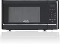 efficient walsh wscms311bk-10 countertop microwave oven: 6 cooking programs, led lighting, push button convenience, 1.1 cu.ft/1000w, black logo