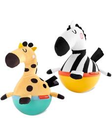 img 4 attached to Interactive Plush Toy Set: Skip Hop ABC & Me Wobble Set featuring Zebra and Giraffe