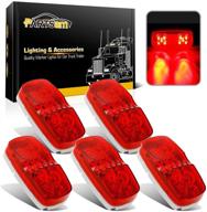 partsam 5-pack waterproof red rectangular double bubble bullseye led side marker clearance lights, featuring 10 diodes for surface mount on rvs, trucks, campers, orvs, atvs, and motorcycles logo