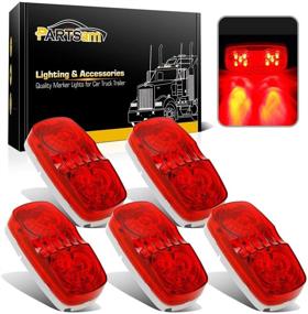 img 4 attached to Partsam 5-Pack Waterproof Red Rectangular Double Bubble Bullseye LED Side Marker Clearance Lights, featuring 10 Diodes for Surface Mount on RVs, Trucks, Campers, ORVs, ATVs, and Motorcycles