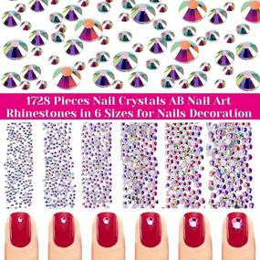 img 2 attached to 💎 Selizo 1728 Pcs Nail Art Rhinestones: Sparkling Crystals & Charms for Acrylic Nails Jewelry Decorations, Including 120 Pcs Multi Shapes Nail Gems Diamonds and Nail Glue