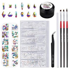 img 4 attached to 💎 Selizo 1728 Pcs Nail Art Rhinestones: Sparkling Crystals & Charms for Acrylic Nails Jewelry Decorations, Including 120 Pcs Multi Shapes Nail Gems Diamonds and Nail Glue