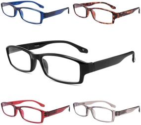 img 4 attached to 👓 Yuluki 5 Pack Blue Light Blocking Reading Glasses for Men and Women - Lightweight Computer Readers with Spring Hinges, Anti-Glare/Eyestrain Eyeglasses 1.25