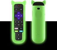 📱 high-quality silicone remote cover case for roku ultra 2018 remote – shockproof protective skin sleeve for roku ultra 4661r with wrist strap – glow in the dark (green) logo