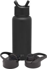 img 4 attached to Simple Modern Insulated Water Bottle: 3 Lid Options, 🥤 Stainless Steel Thermos Flask, 4 Piece Set - Midnight Black