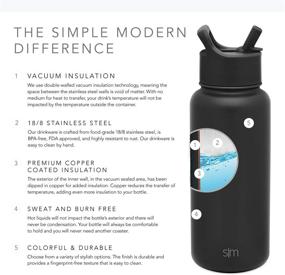 img 1 attached to Simple Modern Insulated Water Bottle: 3 Lid Options, 🥤 Stainless Steel Thermos Flask, 4 Piece Set - Midnight Black