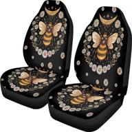 instantarts bee honey print car seat covers cute daisy flower car interior protector auto bucket seat cover full set of 2 front seats covers logo