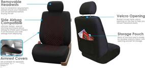 img 1 attached to 🔴 FH Group FB066RED102 Red Fabric Cloth Seat Cover Front with Diamond Stitching Design - Set of 2 (Airbag Compatible) - Red Stitching