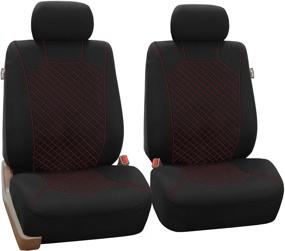 img 4 attached to 🔴 FH Group FB066RED102 Red Fabric Cloth Seat Cover Front with Diamond Stitching Design - Set of 2 (Airbag Compatible) - Red Stitching