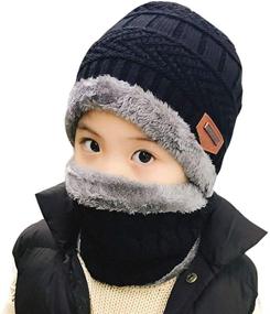 img 4 attached to Winter Hat and Scarf Set for Kids (Ages 5-14) 🧣 - Slouchy Beanie, Windproof Warm Knit Snow Infinity Scarf, Skull Cap