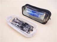 🖊️ clear pvc pencil pouch set – portable transparent big capacity case for stationery & travel toiletries organizing (pack of 4, black and white) logo