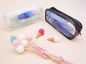 img 1 attached to 🖊️ Clear PVC Pencil Pouch Set – Portable Transparent Big Capacity Case for Stationery & Travel Toiletries Organizing (Pack of 4, Black and White)