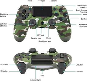 img 1 attached to 🎮 YHT PS-4 Controller - Wireless Dual Vibration Shock, Play 4 Station Game Remote Control Gamepad with Touch Panel, Gyro, Audio Speaker, USB Cable - Compatible with PS-4 Pro Slim (Camouflage)