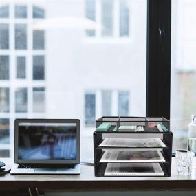 img 1 attached to 🗄️ Efficient Paper Storage Solution: EASEPRES 3 Tier Mesh Desk File Organizer with Drawer