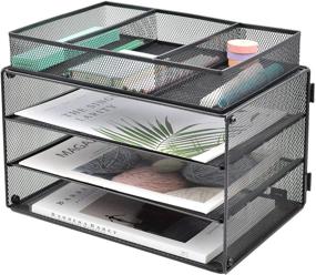 img 4 attached to 🗄️ Efficient Paper Storage Solution: EASEPRES 3 Tier Mesh Desk File Organizer with Drawer