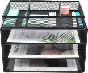 img 3 attached to 🗄️ Efficient Paper Storage Solution: EASEPRES 3 Tier Mesh Desk File Organizer with Drawer