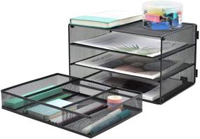 img 2 attached to 🗄️ Efficient Paper Storage Solution: EASEPRES 3 Tier Mesh Desk File Organizer with Drawer