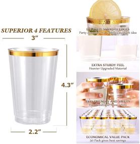 img 1 attached to 🥂 100-Pack 12oz Clear Plastic Cups with Elegant Gold Rim - Perfect Disposable Cups for Weddings, Thanksgiving, Christmas, and Halloween Parties