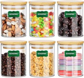 img 4 attached to 🍯 Gogenic 16oz Glass Jars with Airtight Bamboo Lids – Food Storage Containers for Sugar, Candy, Cookies, Rice, and Spices (Set of 6)