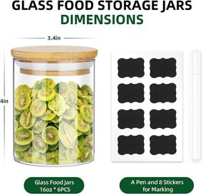 img 3 attached to 🍯 Gogenic 16oz Glass Jars with Airtight Bamboo Lids – Food Storage Containers for Sugar, Candy, Cookies, Rice, and Spices (Set of 6)