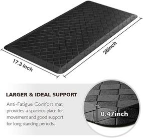 img 3 attached to 👩 HappyTrends Anti-Fatigue Kitchen Mat - Cushioned Waterproof Non-Slip Rug, 17.3"x 28", Heavy Duty Ergonomic Comfort for Kitchen, Floor, Office, Sink, Laundry - Black