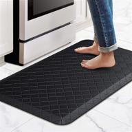 👩 happytrends anti-fatigue kitchen mat - cushioned waterproof non-slip rug, 17.3"x 28", heavy duty ergonomic comfort for kitchen, floor, office, sink, laundry - black logo