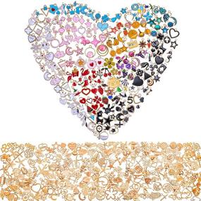 img 2 attached to 🔮 400-Piece Enamel Bracelet Charms for DIY Jewelry Making – Assorted Gold Plated Bangle Charms, Mixed Bulk Metal Earring Charms, Necklace Bracelet Charms for Crafting