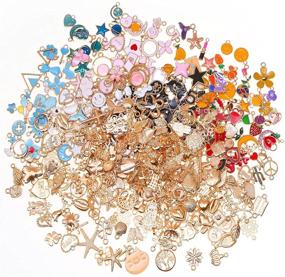 img 1 attached to 🔮 400-Piece Enamel Bracelet Charms for DIY Jewelry Making – Assorted Gold Plated Bangle Charms, Mixed Bulk Metal Earring Charms, Necklace Bracelet Charms for Crafting