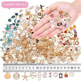 img 3 attached to 🔮 400-Piece Enamel Bracelet Charms for DIY Jewelry Making – Assorted Gold Plated Bangle Charms, Mixed Bulk Metal Earring Charms, Necklace Bracelet Charms for Crafting