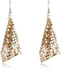 img 4 attached to 💫 Stunning CHUNYANAN Metal Mesh Grid Sequins Gold Tassel Earrings: A Fashion Charm Jewelry Gift for Women & Girls