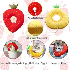 img 2 attached to 🍍 Vehomy 2 Pcs Adjustable Cat Recovery Collars: Cute Pineapple & Strawberry Neck Cat Cone for Kittens and Puppies - Soft Protective Pet E Collar Elizabethan Collar After Surgery for Kitties and Small Dogs