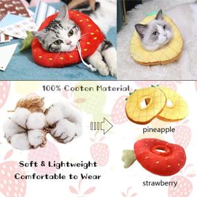 img 1 attached to 🍍 Vehomy 2 Pcs Adjustable Cat Recovery Collars: Cute Pineapple & Strawberry Neck Cat Cone for Kittens and Puppies - Soft Protective Pet E Collar Elizabethan Collar After Surgery for Kitties and Small Dogs