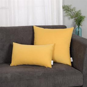 img 4 attached to 🟨 Yellow Velvet Throw Pillow Cover - EECCA Matte Soft Square Cushion Case for Bedroom, Living Room, Bed Sofa and Car Décor - 18x18 Inches