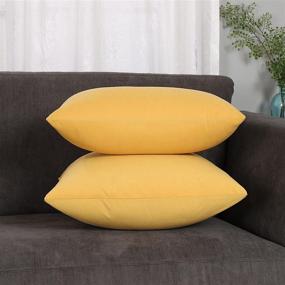 img 2 attached to 🟨 Yellow Velvet Throw Pillow Cover - EECCA Matte Soft Square Cushion Case for Bedroom, Living Room, Bed Sofa and Car Décor - 18x18 Inches