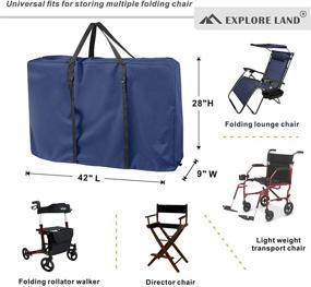 img 3 attached to 🪑 Land Heavy Duty Folding Chair Storage Bag for Longue Chair, Zero Gravity Chair, Transport Chair - Lightweight & Durable (42" L x 9" W x 28" H, Blue)