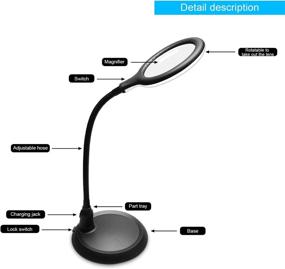 img 1 attached to 🔍 Nomiou Magnifying Lamp: 5X Magnifier with LED Light, Flexible Neck, USB Powered - Ideal for Reading, Hobbies, Crafts, and Workbench