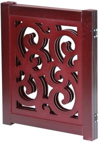 img 2 attached to 🐾 HOME DISTRICT Tri-Fold Freestanding Pet Gate - Mahogany Scroll Design, 47" x 19" - Decorative Solid Wood Dog Fence for Doorways, Stairs, and More